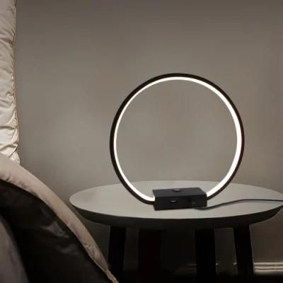 Masivel Modern Circle Nightstand Bedside Decoration LED Table Lamp