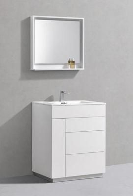 Modern Hotel Integral Single Sink Bathroom Vanity with Acrylic Top