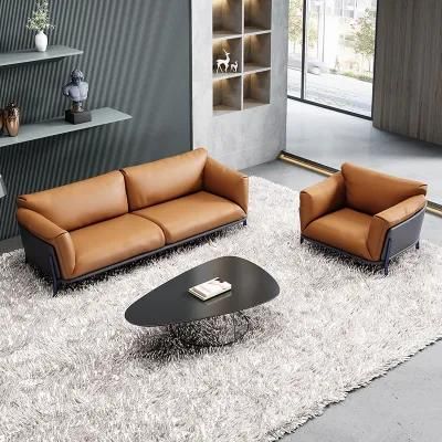 Nordic Office Sofa Leather Simplicity Modern Business Reception Office Sofa Tea Table Combination Sofa