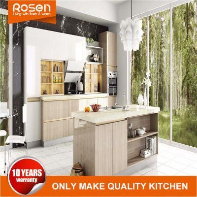 Chinese Wholesale Modular MDF Melamine Finish Kitchen Cabinet with Island