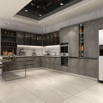 Customize Modern Minimalist Open Kitchen Cabinet Furniture with Quartz Stone