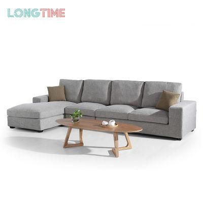 China Factory Direct Small Apartment Nordic Solid Wood Corner Sofa Chaise Sofa