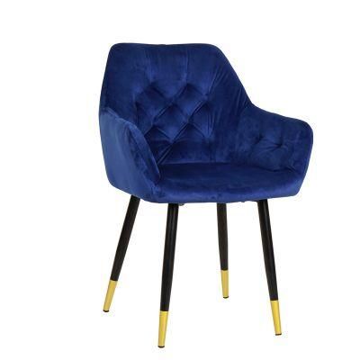 Dining Room Upholstery Blue Modern Velvet Armchair Soft Velvet Dining Chair
