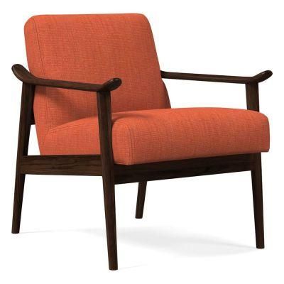 Modern Wooden Leg Design Outdoor Waiting Living Room Furniture Lounge Fabric Leisure Sofa Chair