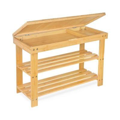 Bamboo 3 Tier Shoe Rack Bench Premium Shoe Organizer or Entryway Bench Perfect for Shoe Cubby