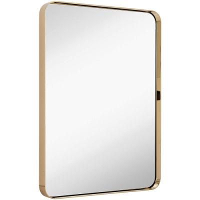 Jinghu 24&prime;&prime;x36&prime;&prime; Inch Wall Mounted Mirror Black Golden Brass Metal Aluminum PS Frame Bathroom Mirror