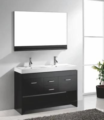 Simple Style Solid Wood Bathroom Cabinet Vanity Black