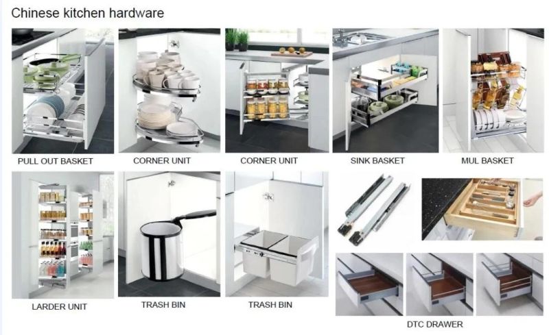 Customized Project Europe Style White Shaker PVC Finish Modular Kitchen Cabinets