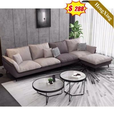 Chinese Modern Office Home Living Room Sofas Set Luxury Hotel Lobby Gray Color Fabric L Shape Leisure Sofa
