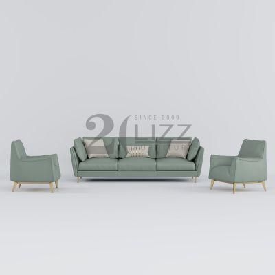 High Class Green Color Wood Furniture Contemporary Sectional Sofa Luxury Italian Leather Sofa Set Furniture
