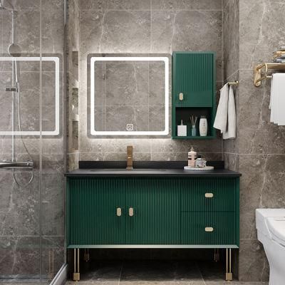 Rockboard Light Luxury Modern Smart Bathroom Vanity Simple Solid Wood Floor Cabinet Bathroom Sink Washbasin Cabinet Combination
