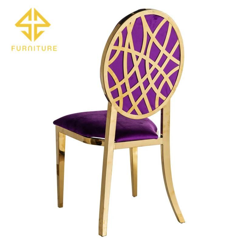 Wholesale Special Back Design Golden Stainless Steel Wedding Chair for Modern Event Furniture