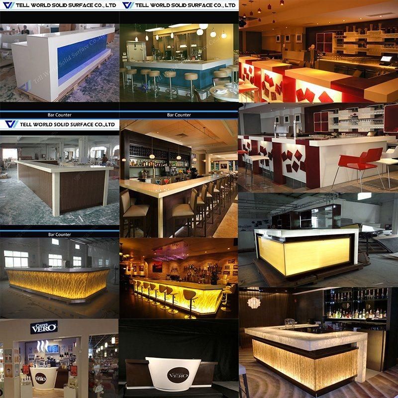 Modern Marble Coffee Restaurant LED Illuminated Bar Counter