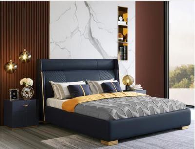 Modern Blue High-Grade Leather Sofa Bed Furniture
