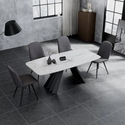 Luxury Modern Home Carbon Tool Steel Leg Frame Marble Dining Table Restaurant Furniture