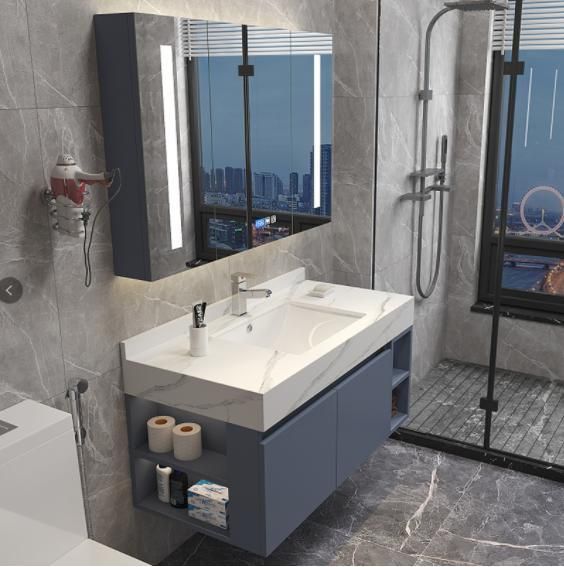 Light Luxury Rock Board One Bathroom Cabinet Combination Simple Modern Toilet Hand Wash Basin Set Wash Table Mirror Cabinet