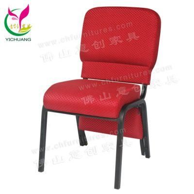 Yc-G41-02 Iron Black Frame and Bright Red Fabric Folding Kneeling Cushion Church Chair