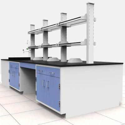 Hospital Wood and Steel Lab Furniture with Wheels, Physical Wood and Steel Lab Side Bench/