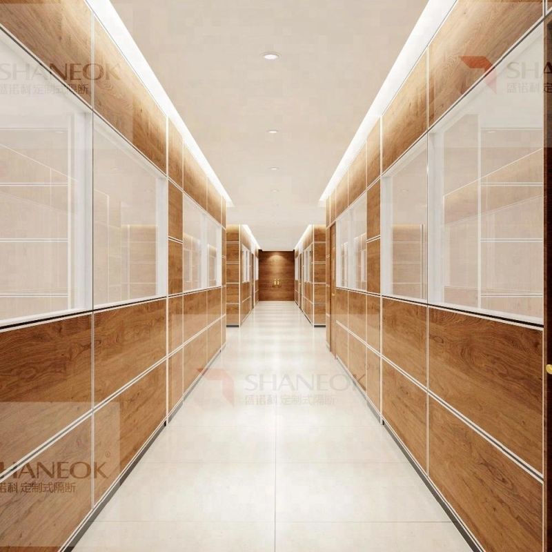 Decorative Half Glass Wall Partition, MDF Office Partition Wall