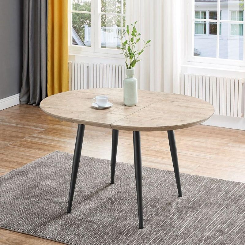 Dining Furniture Modern Restaurant MDF Extendable Dining Table with Metal Legs