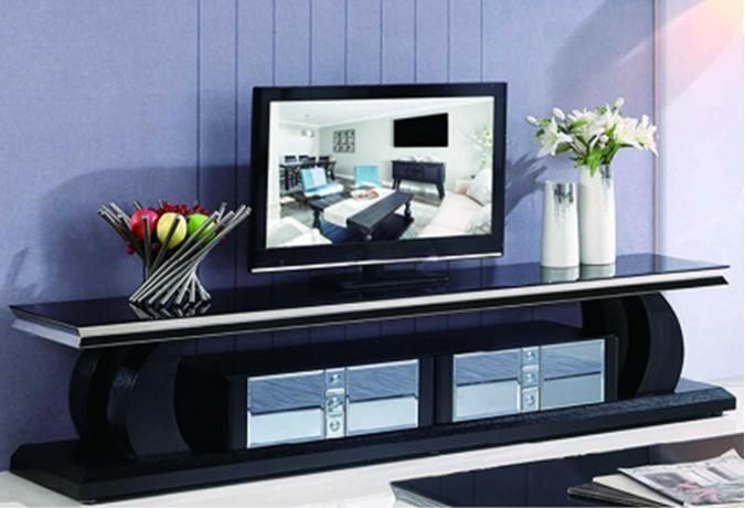 China Professional Supplier Factory Price Modern Steel Wood and Glass Side Coffee Table with Modern TV Cabinet