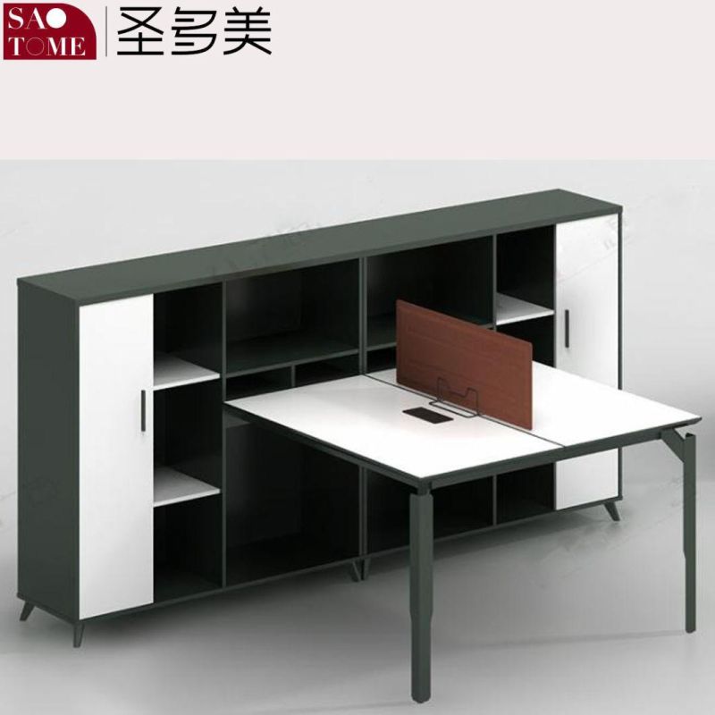 Modern Office Furniture Ordinary Four-Person Office Desk with Side Cabinet