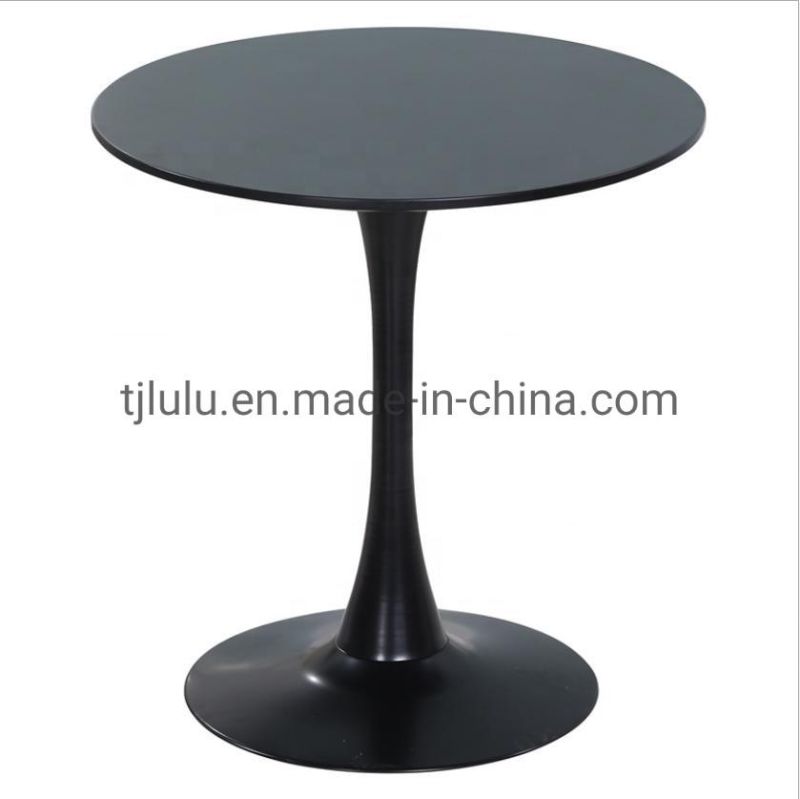 Modern Style 4 Seater Round Rotating Wooden Dining Table Tulip Base Cafe Restaurant Metal Table with MDF Top