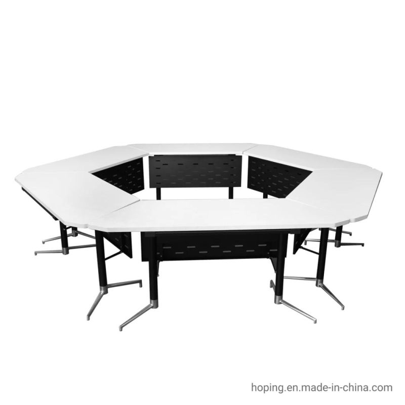 Modern Movable Table with Caster Strong Commercial Furniture Solid Wood 6 Person Office Conference Table