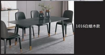 Modern Dinner Room Furniture Leather Chairs Marble Dining Table