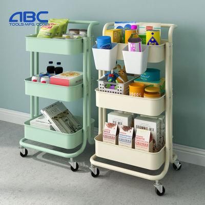 3 Tier Utility Metal Rolling/Mobile Storage Cart for Kitchen/Living Room/Bathroom/Salon