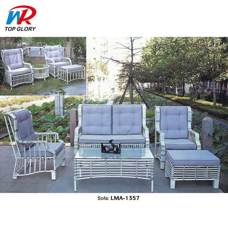 White Rattan Sofa Set Outdoor Furniture Leisure Lounge Set Outdoor Rattan Sofa