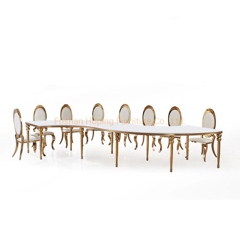 Modern Gold and White Chairs Mesas Y Sillas Weding Chair Mesas Y Sillas Comedor Hot Sale High Quality Stackable Metal Banquet Chair Dining Furniture