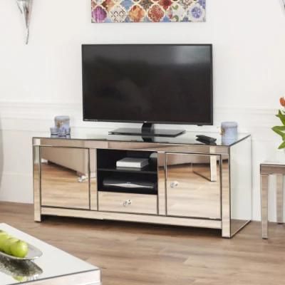 Venetian Mirrored Widescreen TV Unit Mirrored TV Stand Mirror TV Cabinet Living Room Furniture Modern Home Furniture