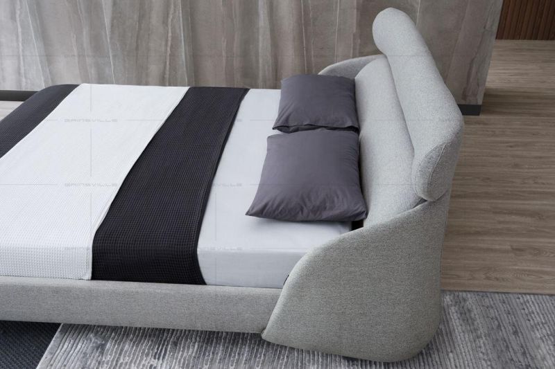 Modern Italian Minimalism Design Soft King Bed with Headboard Gc1725