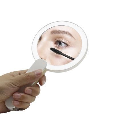 Cosmetic Handheld Makeup Mirror with Rotatable Hand Shank