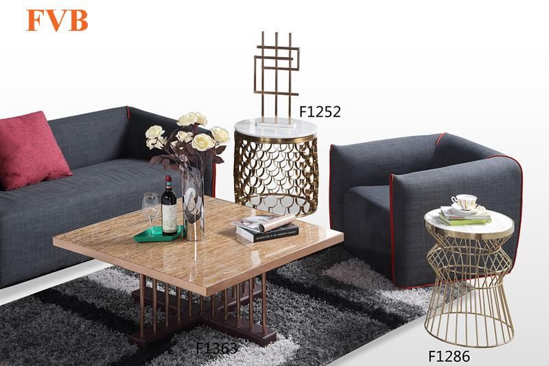 European Style Metal Frame Tempered Round Glass Center Coffee Table
