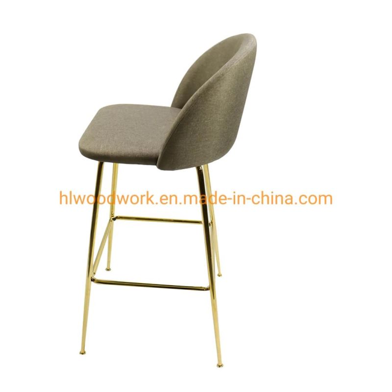 Hot Selling Good Quality Green Velvet Fabric Upholstery Restaurant Hotel Velvet Dining Chair Nordic Hotel Leather Gold Steel Modern Hotel Bar Stool Chairs