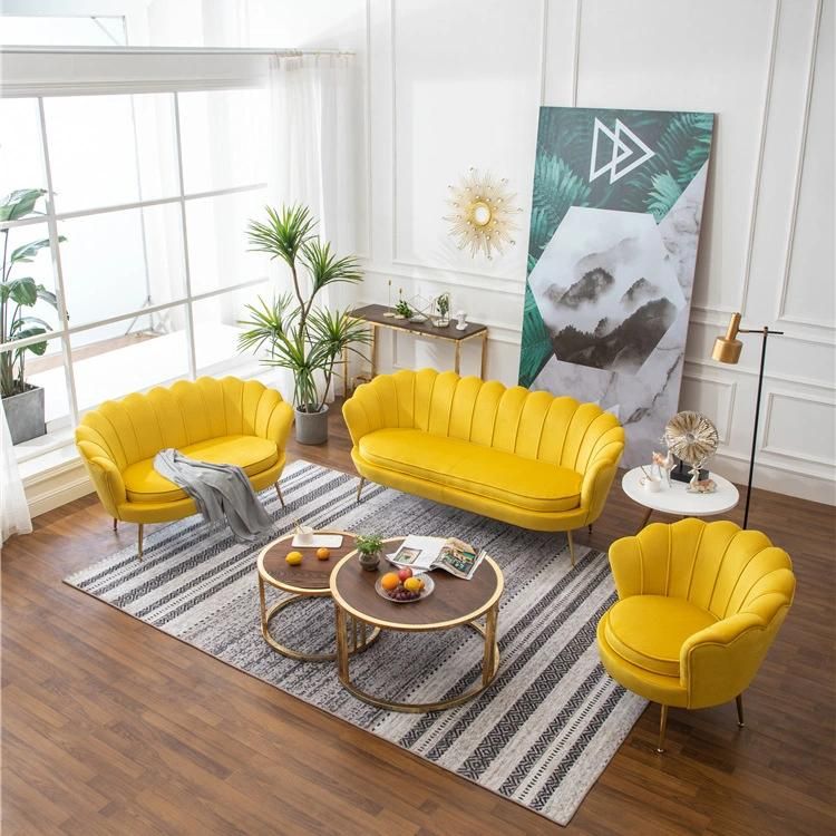 Home Furniture Upholstered Loveseat Sofa Lounge Sofa Living Room Flower Shaped Velvet Accent Dining Chair