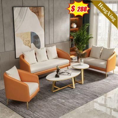 Golden Metal Legs Leather 1+2+3 Seat Sofas Set Modern Living Room Hotel Lobby Office Leisure Sofa