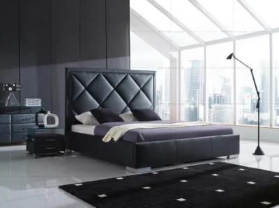 Luxury Tall Metal Frame Headboard King Size Beds Set Home/Hotel Bedroom Furniture Style Tufted Storage Doubel Bed with Stainless Steel Legs