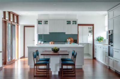 Large Transitional L-Shaped Eat-in Kitchen MDF Furniture White Shaker Modular Kitchen Cabinets