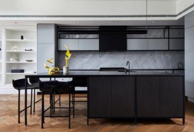 Black with Grey Design Modern Furniture Solid Wood Kitchen Cabinets Fitted Kitchen Items
