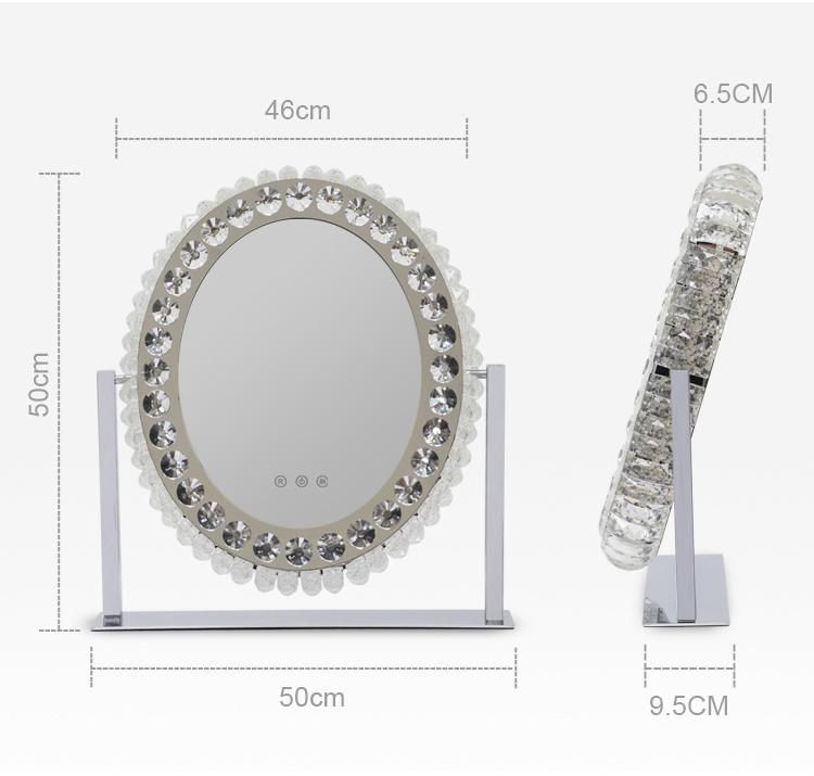 Luxury Crystal Mirror with Oval Shape for Home Deco and Makeup