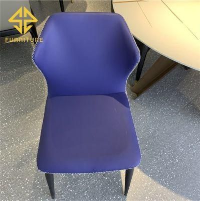 2021 Newest design Restaurant Furniture Blue Leather Dining Chair for Sale