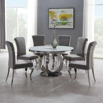 Modern Set Mirror Round Marble Stone Top Kitchen Dining Table