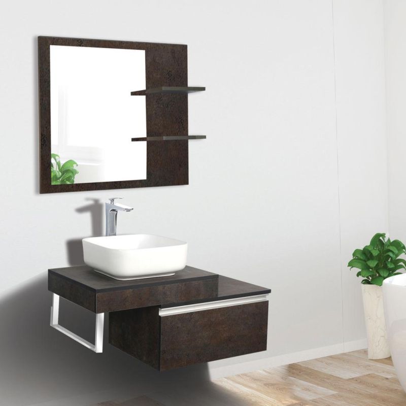 Black Stainless Steel Bathroom Cabinet with Side Cabinet and Mirror