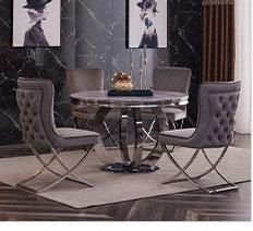 Banquet Wedding Event Furniture Stainless Steel Frame Marble Dining Table