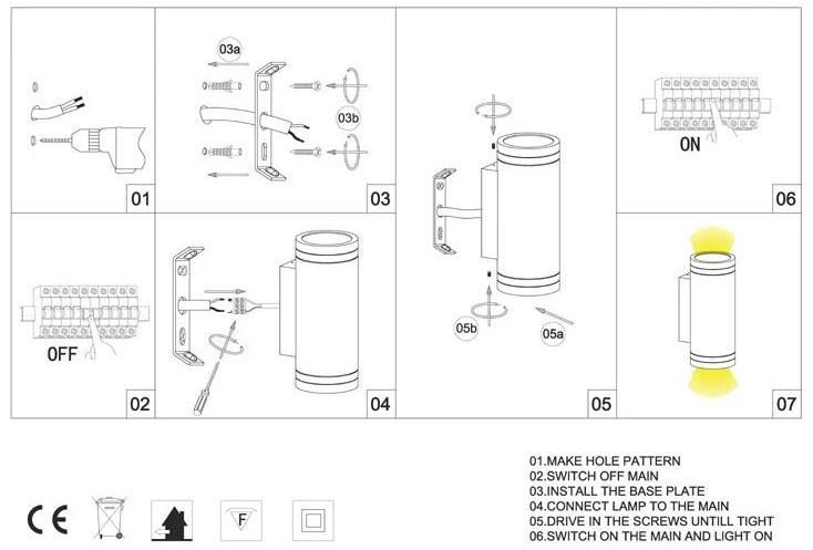 IP20 up and Down Wall Light Fixture GU10 MR16 Wall Sconce for Hotel Bedroom Interior Lighting