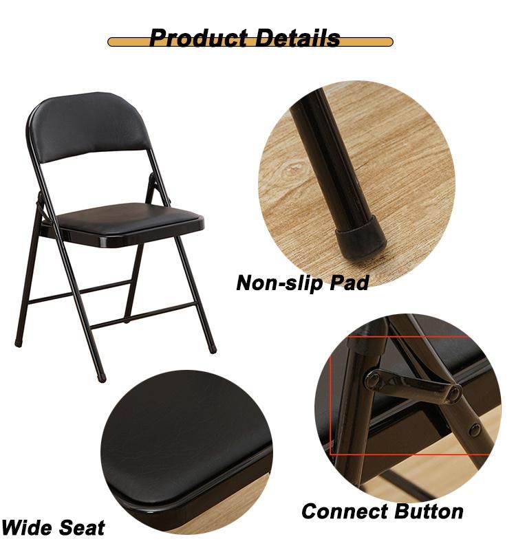 Free Sample Wholesale Steel with Powder Coated Comfortable Upholstered Folding Chair for Banquet