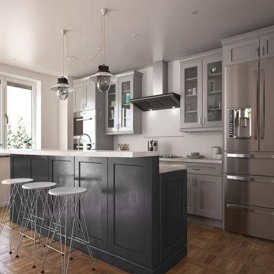 USA Classic Grey Modular Cabinet Set Design Modern American Standard Style Gray Shaker Plywood Carcass Kitchen Cabinets